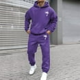 thumbnail image 4 of Men's Suits Product Title for Men Casual Solid Two Piece Hooded Sports Set with Raglan Sleeve Drawstring Pant Set, 4 of 5