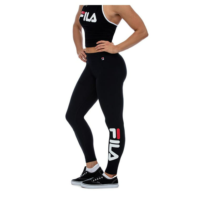 Fila Womens Tanya Logo Fitness Athletic Leggings Black S 