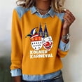 thumbnail image 2 of Mardi Gras Hauts à Manches Longues pour Femmes 2026 Mode Denim Patchwork Col à Revers Chandail en Molleton Graphique, 2 of 2