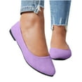 thumbnail image 6 of KIJBLAE Women's Solid Color Pointed Toe Flats Comfortable Slip-On Loafers Work Office Dress Shoes Ballerina Flats Purple 43, 6 of 7