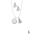 thumbnail image 2 of Delight Jewelry Silvertone Domed Joshua 1:9 Silver tone Zig Zag Christmas Tree Charm Necklace and Stud Earrings, 2 of 4