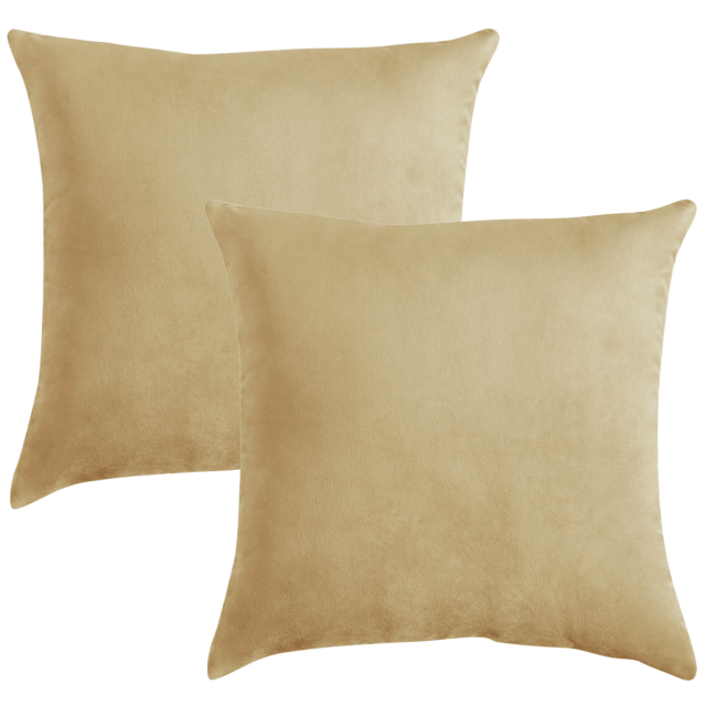 Purebryt Velvet Throw Pillow Cover (18"x18), 2 Pack, Light Brown
