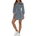 thumbnail image 1 of Vestido de mezclilla para mujer INSPIRE CHIC, con mangas 3/4, botones, mini vestido de camisa de mezclilla, tamaño S, color gris azul, 1 of 6