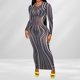 thumbnail image 4 of Vestido de manga larga Vestido maxi ajustado Vestido de noche de moda para mujer Ygjytge Gris T S para Mujer, 4 of 5