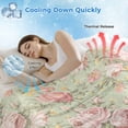 thumbnail image 3 of Pink Flowers Cooling Blanket, Lightweight Breathable Summer Throw Blanket with Double Sided Cold Effect,Green Country Botanical Floral Leaves Picnic Beach Blankets Bed Sheet for Hot Sleepers 50"x60", 3 of 8
