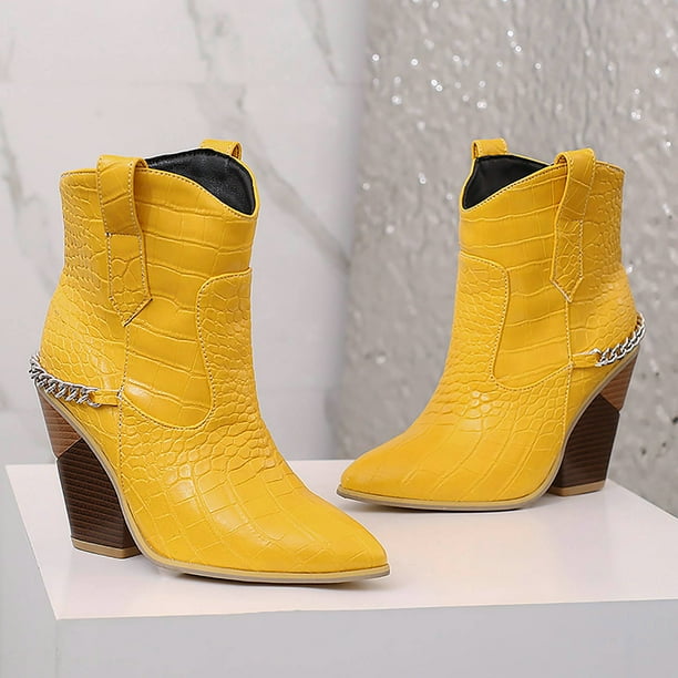 YOUSNH Cowboy Boots for Women Western Boot Pointed Toe Shoes Low