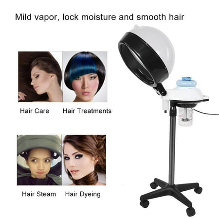 WALFRONT Salon Hair Spa Steamer, Hairdressing Baking Hair Hooded Steamer Machine Hair Coloring Perming Conditioning Steamer Device with Rolling