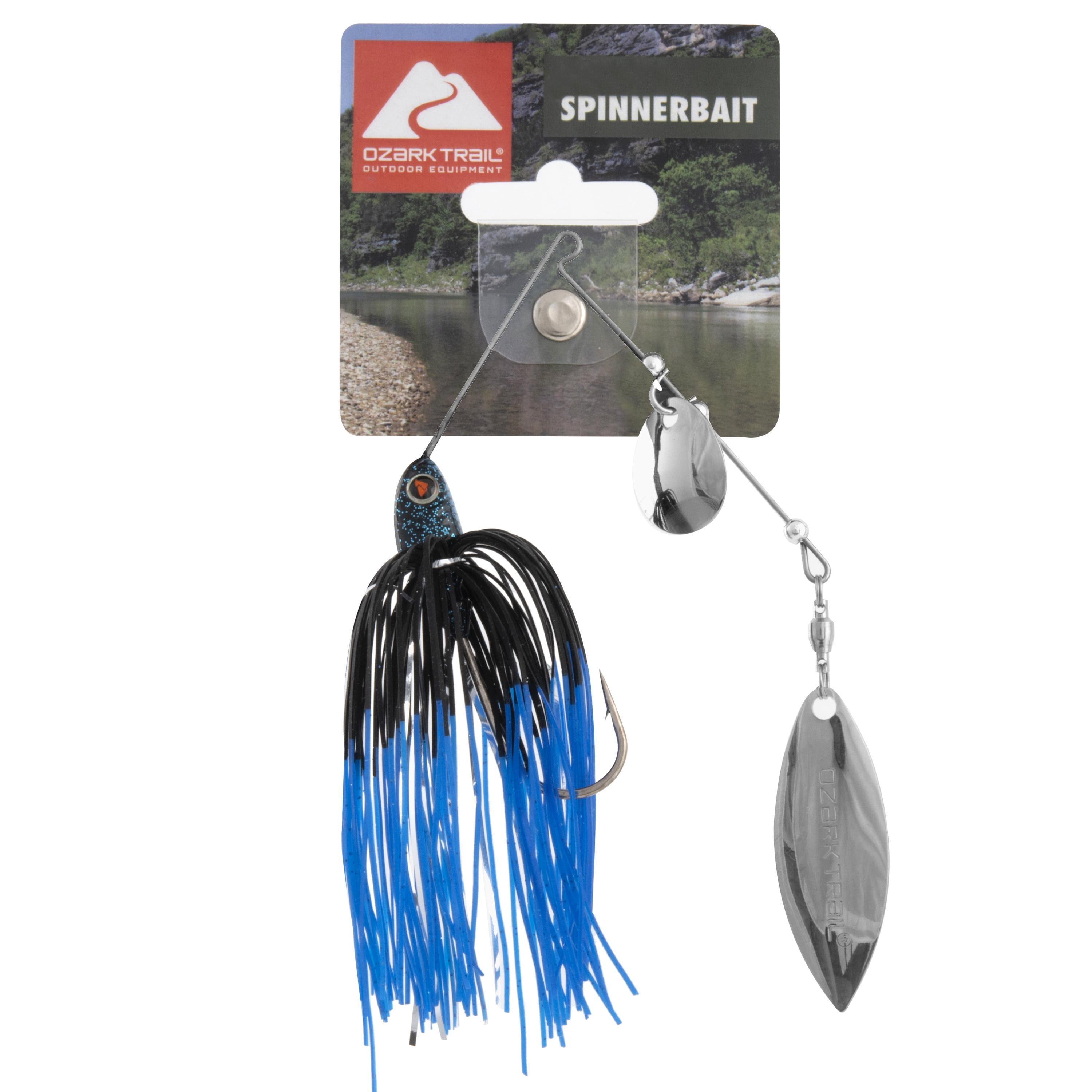 (2 pack) Ozark Trail Spinnerbait Fishing Lure 1/2 oz. – Black and Blue