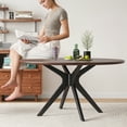 thumbnail image 6 of 47.2" Solid Wood Round Dining Kitchen Table for 4-6 People with Intersecting Pedestal Base, 6 of 8