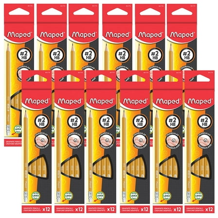 Maped Pre-Sharpened Essentials Triangular Graphite Pencil #2 Lead 12/Pack 12 Packs/Bundle