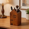 thumbnail image 6 of Wooden Pen Holder House Shaped Desk Organizer • Cute Desktop Storage Container • Rustic Office Supply Caddy • Makeup Brush or Toothbrush Holder, 6 of 6