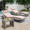 thumbnail image 1 of YODOLLA Ensemble de Loisirs Extérieur 3 Pcs, Chaise Longue Courbée Réglable avec table d'Appoint, Mobilier en Rotin PE durable, Beige, 1 of 10