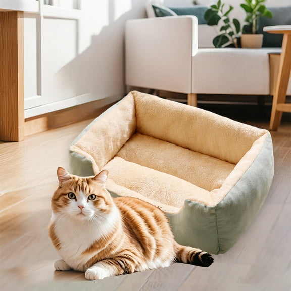 Calming Cat & Dog Bed for Medium Dogs, Machine Washable Cuddle Warming Cozy Fluffy Faux Fur Plush Round Dog Bed, Anti-Anxiety Waterproof Anti-Slip Pet Bed,19.69x15.35 Inches