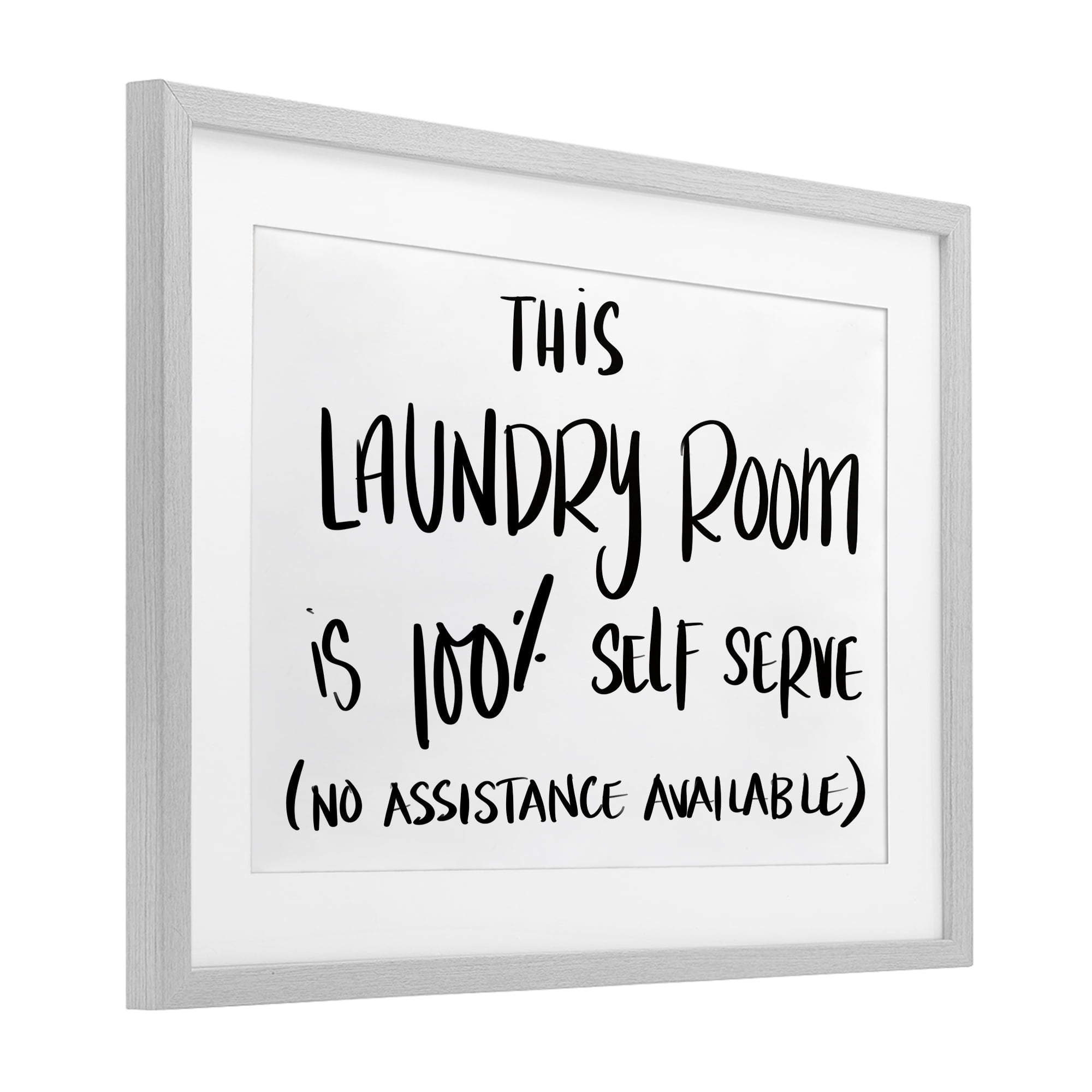 Stupell Industries Self Serve Laundry No Assistance Gray Framed Print Under Glass, design by SD Graphics Studio