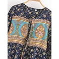 thumbnail image 4 of Vintage Chic Women Long Sleeve Tie Neck Ethnic Floral Print Beach Bohemian Maxi Dress Loose Kaftan Lady Rayon Boho Dresses Robe, 4 of 9