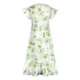 thumbnail image 4 of Zpanxa Robes Florales pour Filles Été Manches Courtes Manches Volantées Col Rond Imprimé de Fleurs Taille Poche Robe Superposée Polyester Spandex Multicolore 6-7 Ans, 4 of 5
