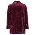 thumbnail image 6 of IROINNID Women's Mid-Length Open Front Jacket Turndown Lapel Solid Color Long Sleeve Leisure Button Winter Turndown Outerwear, Wine, 6 of 7