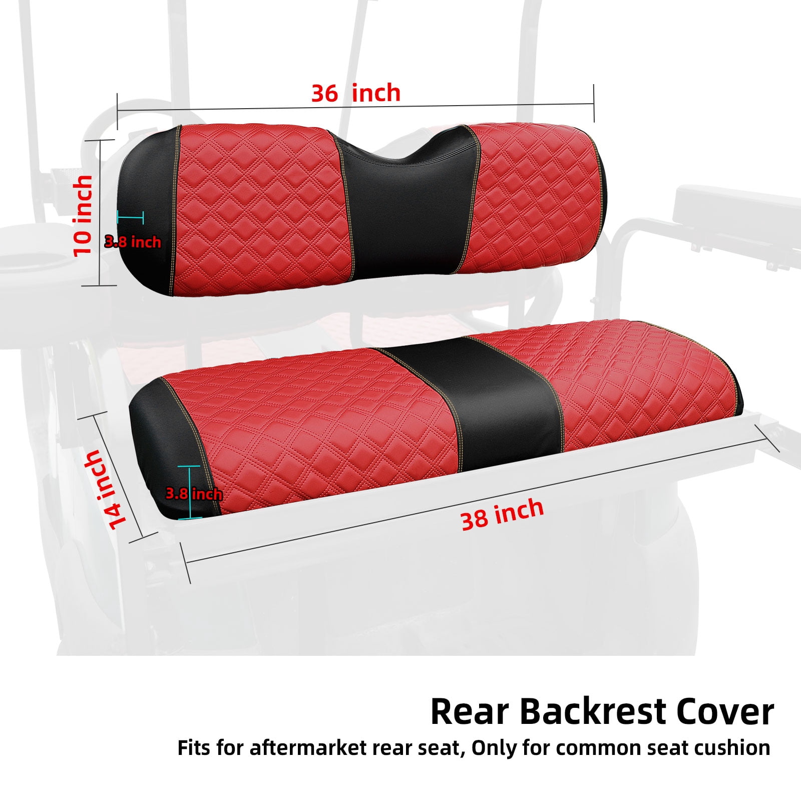 Roykaw Golf Cart Rear Seat Cover Universal Fit for Golf Cart Rear Seat Cushion, Red