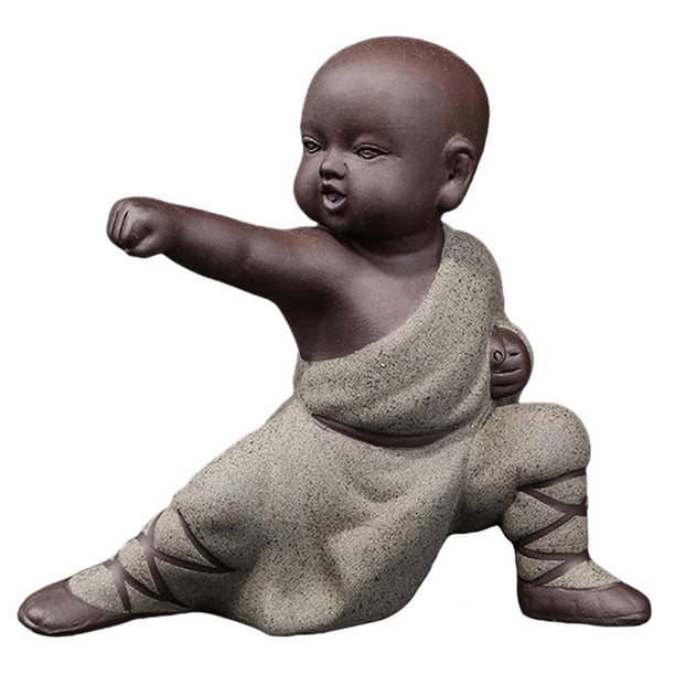 Figura de monje de Kungfu chino, personaje novedoso, artesanía, estatua, escultura para el hogar gris