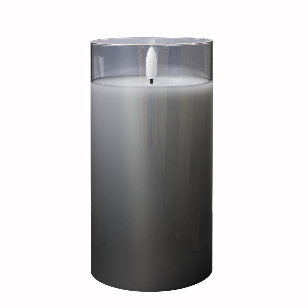 LumiPur Premium Design Series Glass Flameless LED Candle 3.5" x 7", Silver