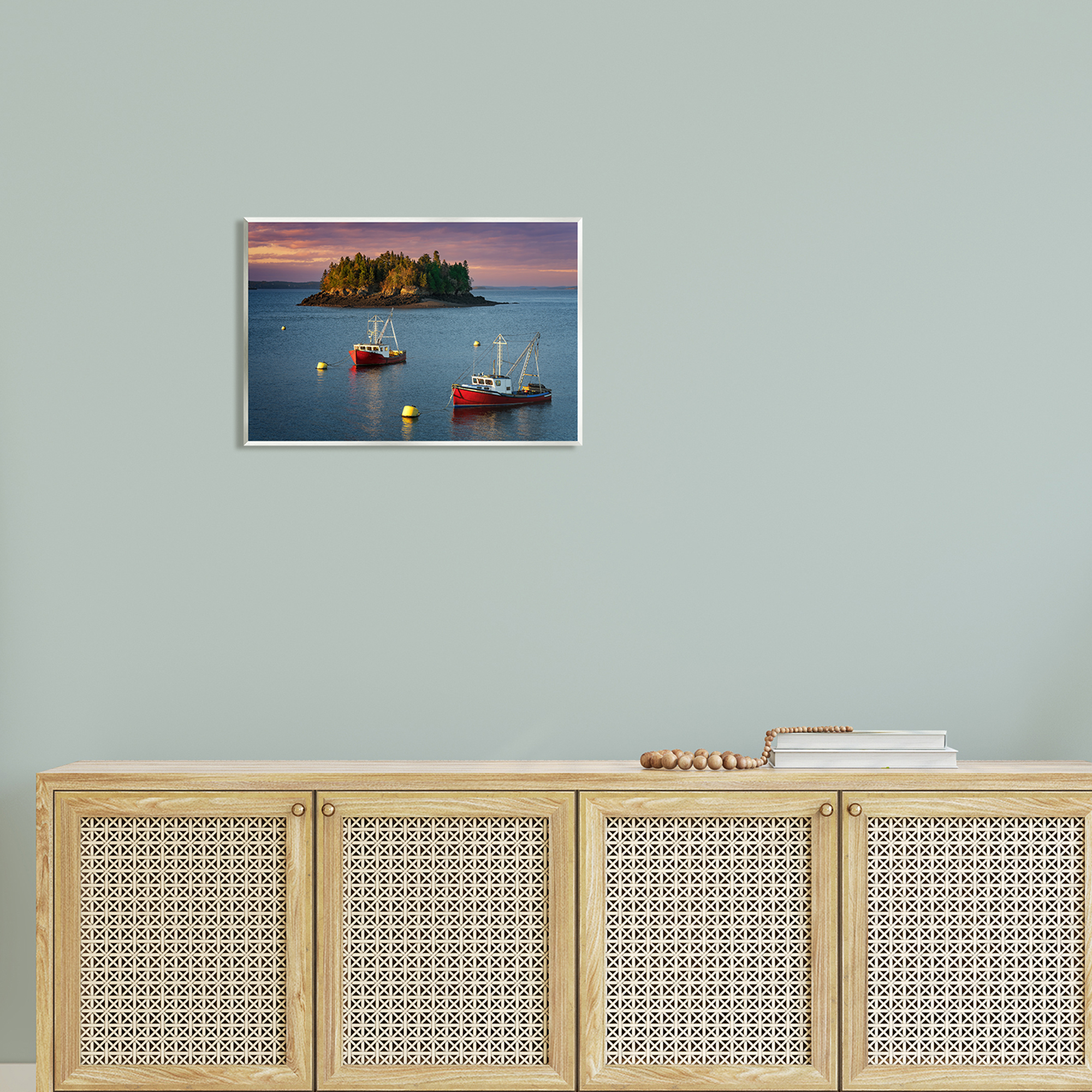 Stupell Boats Sailing Ocean Island Landscape Photography Wall Plaque Unframed Art Print Wall Art