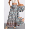 thumbnail image 2 of DARING DIVA Women's Boho Flare Floral Skirt XL Blue, 2 of 6