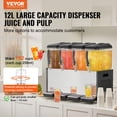 thumbnail image 2 of Dispensador de bebidas VEVOR Commercial, 4 tanques, 12 L, acero inoxidable, 2 of 9