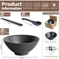 thumbnail image 3 of Ceramic Ramen Bowl Set of 2, 40oz Japanese Noodle Bowls with Spoons & Chopsticks Porcelain Large Soup Bowl for Pho, Udon, Retro Style Tableware Microwave & Dishwasher Safe,Black Crystal, 3 of 17