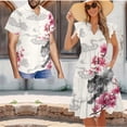 thumbnail image 2 of Garronmavis Plum Blossom Tiger Matching Couple Outfits Husban and Wife Clothing Light Mens Short Sleeve Shirt Size S Summer Workwear and Womens V-neck Hawaiian Dress, 2 of 7