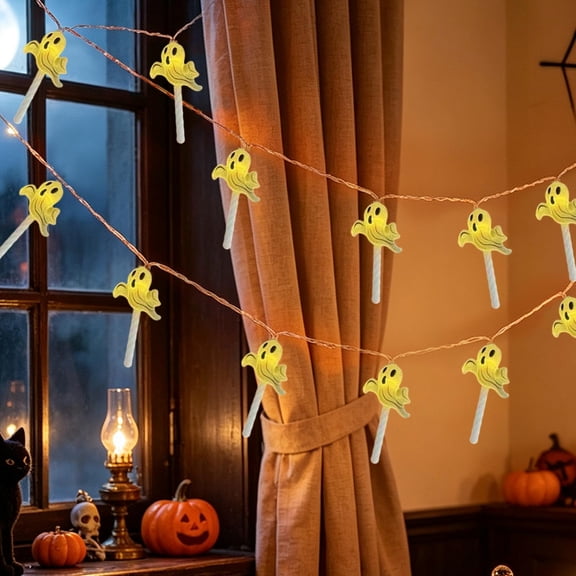Multicolor Halloween String Lights 59in Battery Operated Indoor Outdoor Festive Party Decor Decorative Lamps