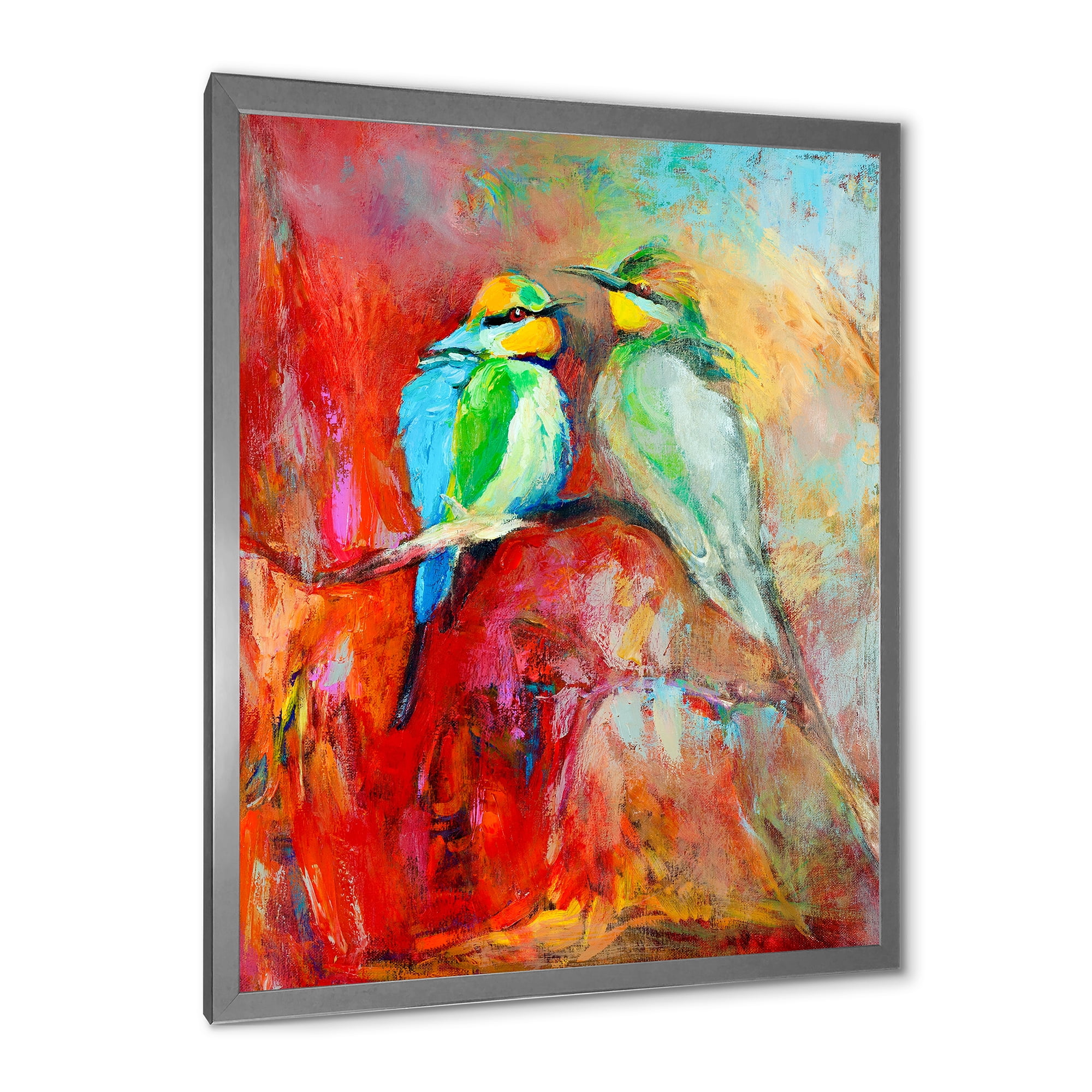 Designart 'Blue Tailed Bee Eaters Sitting On A Branch' Nautical & Coastal Framed Art Print