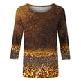 thumbnail image 5 of EQWLJWE Womens Party Sequin Tops 3/4 Sleeve Crewneck Cute Shirts Casual Glitzy Print Trendy Tops Three Quarter Length Summer Pullover T Loose Shirt Gifts for Your Family (S-5Xl), 5 of 5