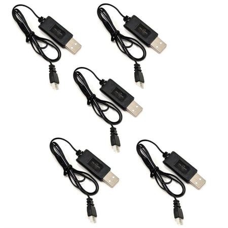 HobbyFlip 3.7V USB Battery Charger any mAh Auto Shut Off w H107-06 Compatible with Walkera QR W100S FPV 5 Pack
