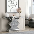 thumbnail image 3 of Mirrored Accent Console Table in Silver  Entryway Table with Diamond Square Shaped Mirror Finished Rectangular Table, 3 of 8