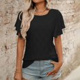 thumbnail image 5 of RMGVDSD Women Tee Shirts Women's Summer T Shirt With Floral Cutout And Ruffle Sleeves Casual Wear Stylish Tshirt Blouses, 5 of 8