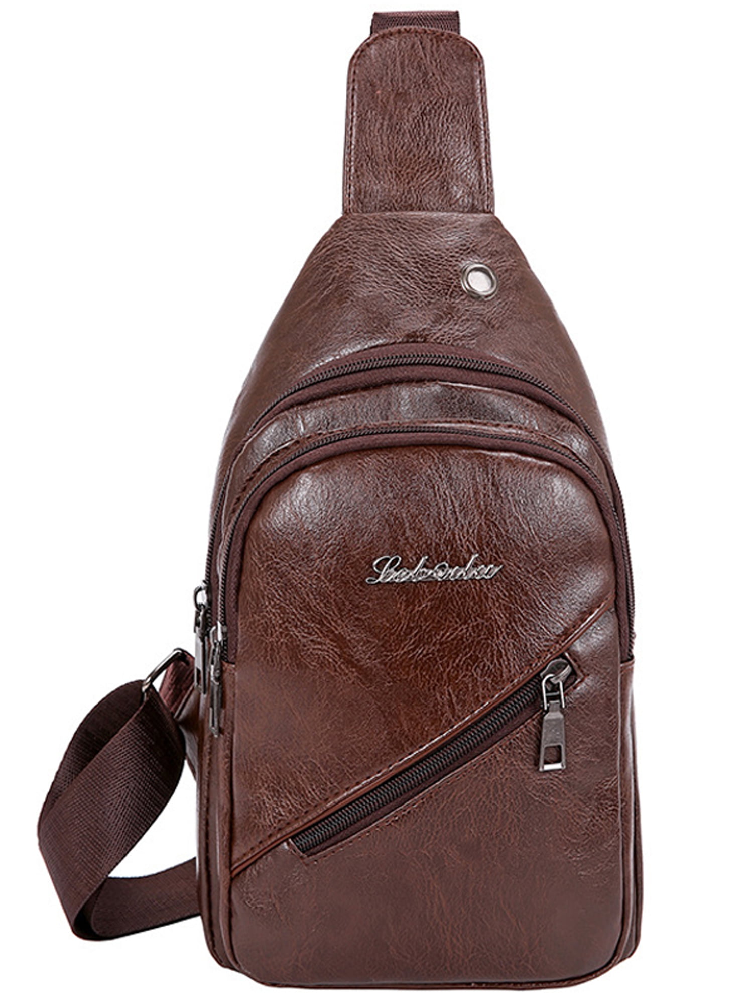WODSTYLE LLC - Men&#39;s Casual PU Leather Chest Sling Backpack Crossbody Shoulder Bag - literacybasics.ca