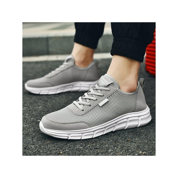 Sanviglor Males Shoes Closed Toe Trainers Lace Up Sneakers Running Casual Breathable Comfortable Low Top Light Grey 9.5