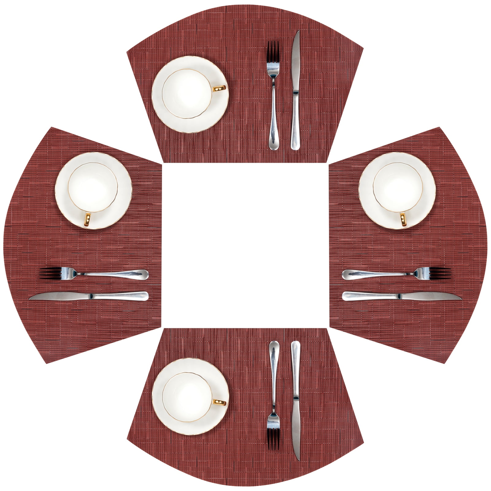 Round Table Placemats Set of 4 Wedge Placemats Heat Resistant Round