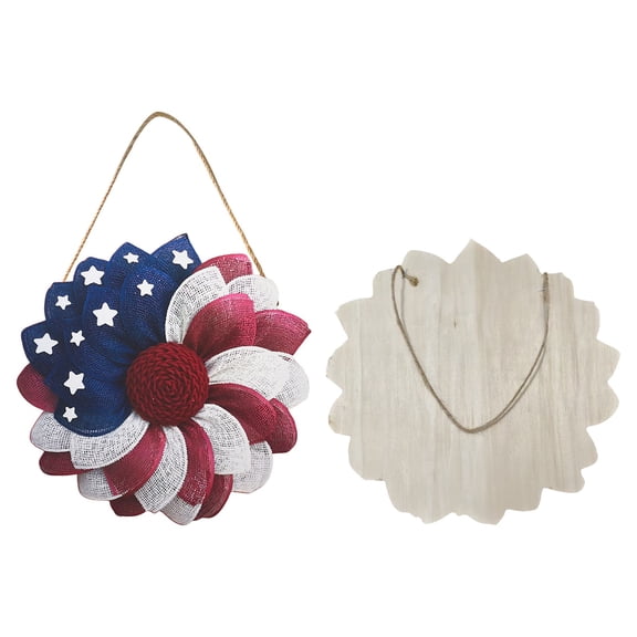 250th Anniversary Patriotic Wreath, Red White & Blue Burlap Front Door Wreath for 4th of July, Independence Day & Memorial Day Outdoor Farmhouse Decor