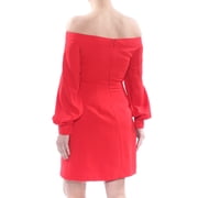 JILL STUART Womens Red Long Sleeve Off Shoulder Above The Knee Party A-Line Dress 2