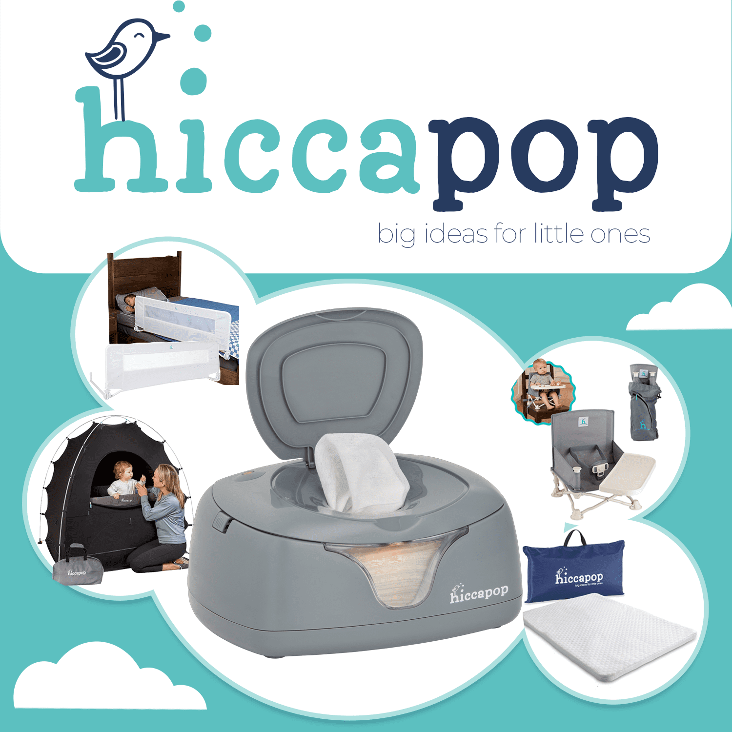 Hiccapop Baby Wipe Warmer and Wet Wipes Dispenser with Changing Light, Gray