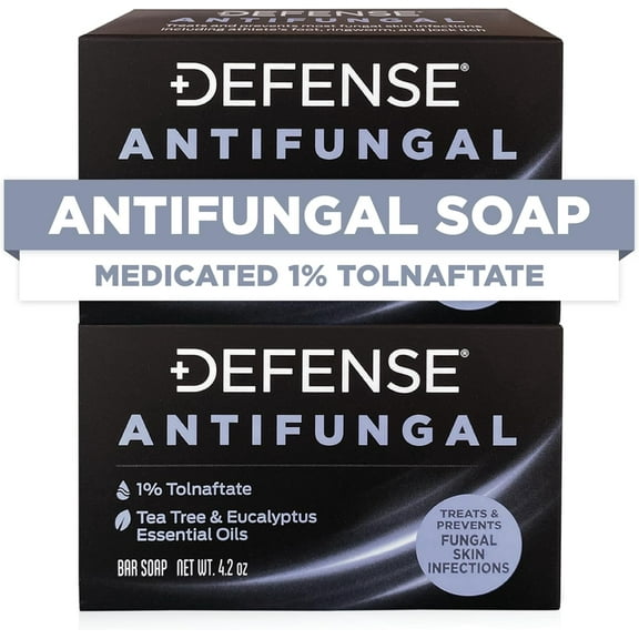 Defense Antifungal Bar Soap 2-Pack | Jock Itch, Ringworm, Athlete's Foot, Skin Fungus | Medicated Anti Fungal Treatment (Two Bars, No Case)