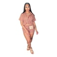 thumbnail image 4 of Fashionable items in the wardrobe Women's 2 Piece Short Sleeve Shirt and Shorts Set, Casual Summer Outfit with Elastic Waist Shorts, 4 of 5