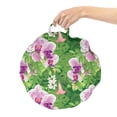 thumbnail image 2 of Philodendron Round Floor Cushion with Handle, Vivid Tropical Phalaenopsis Flowers Monstera Leaves, Decorative Pillow for Living Room & Dorms, 18" Round, Dark Magenta Blush, by Ambesonne, 2 of 4