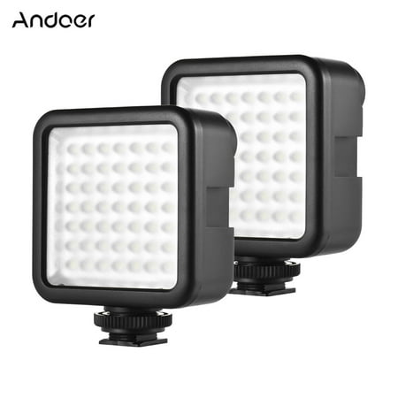 Andoer W49 Mini Interlock Camera LED Panel Light Dimmable Camcorder Video Lighting With Shoe Mount Adapter for Canon Nikon Sony A7 DSLR, Pack of (Best Canon Adapter For Sony A7)