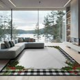thumbnail image 2 of ODIKA 6'x9' Washable Area Rug Buffalo Plaid Welcome Christmas Check With Holly Sprig Corner Motif for Family Room, Living Mater Bedroom, Non-Slip, Easy Care, 2 of 7