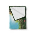 thumbnail image 2 of Tree Soft Flannel Fleece Throw Blanket, Enchanted Forest in Spring Fresh Growth Foliage Blossoms Fairytale Fantasy, Cozy Plush for Indoor and Outdoor Use, 50" x 60", Green Pink Cocoa, by Ambesonne, 2 of 5