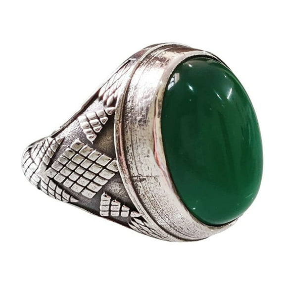 Green Onyx Mans Ring, Natural Green Onyx, December Birthstone, Silver Jewelry, 925 Silver Ring, Birthday Gift, Heavy Mens Ring, Arabic Design, Ottoman Style Ring, Christmas, Turkey Mens Signet Ring