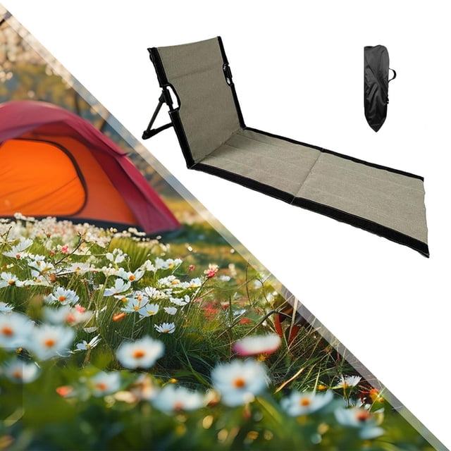 Silla de piso con respaldo, colchoneta de playa, asientos de playa para patio, picnic, conciertos Caqui 39cmx40cmx78cm