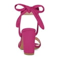 thumbnail image 2 of BLISSFUL STEP Women's Sandals Ankle Tie Back Open Toe Block Heels Hot Pink 11, 2 of 7